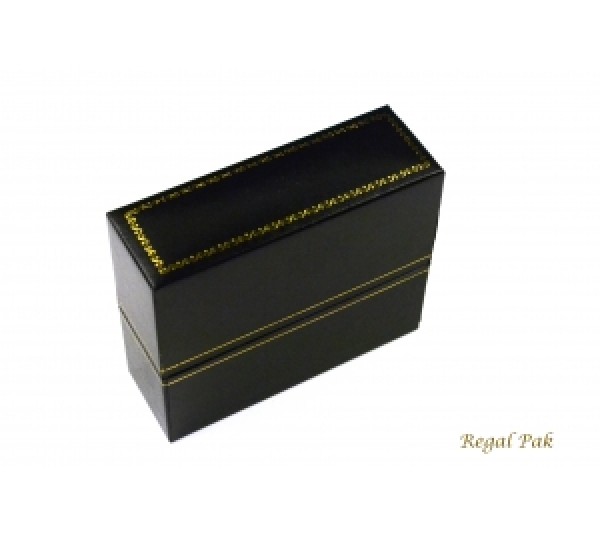 Classic Black  Leatherette with Gold Trim,  Bangle Box 1 1/4" x 3 3/4" x 3 1/8" H