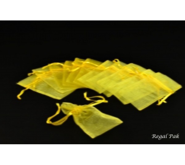 Gold  Organza Drawstring Pouch 3" X 4"  (12 Pieces/One Dozen)