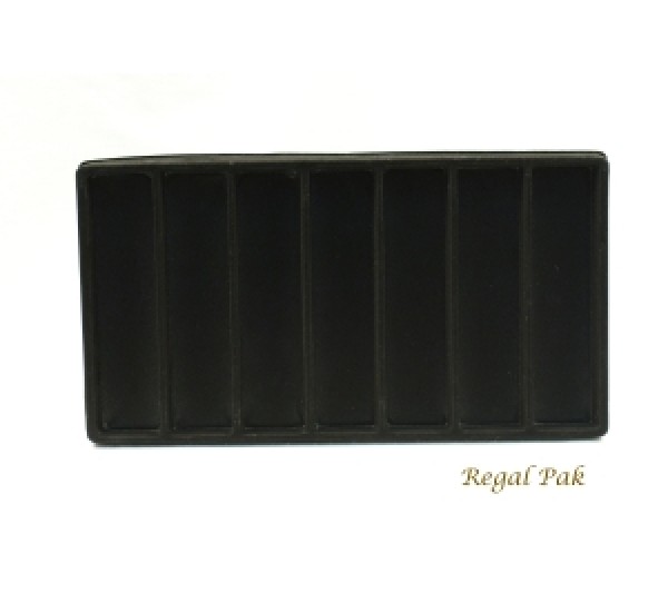 Full Size Black Flocked Plastic Tray Liner (7-Section) 14-1/8" X 7-5/8" X 1/2"H