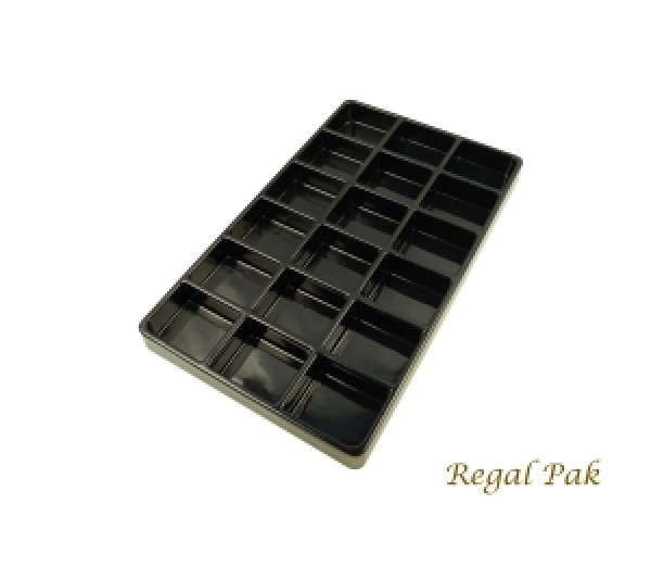 Black Plastic Stackable Tray (18-Section) 15-7/8" X 9-1/2" X 1-3/8"H