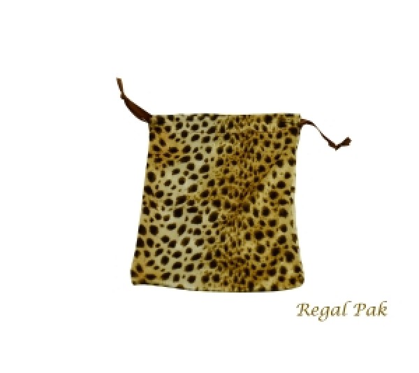 Leopard Velveteen Drawstring Pouch 5"X6" (12 Pieces/One Dozen)