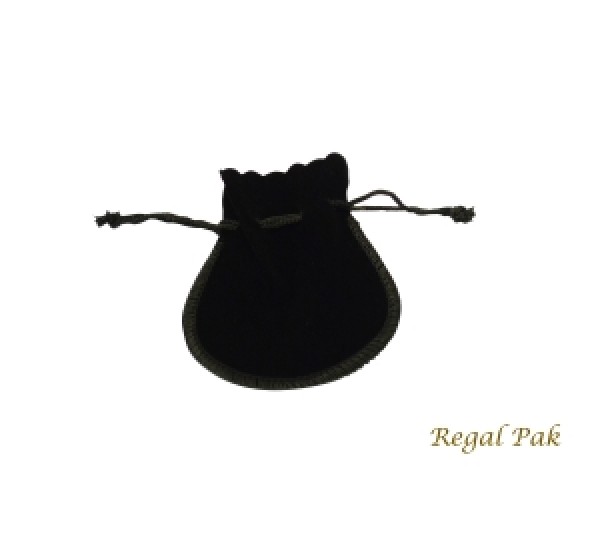 Large Black Velveteen  Drawstring Teardrop Pouch 3 1/2" X 3" (12 Pieces/One Dozen)