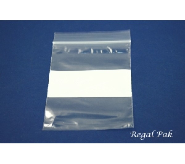 Reclosable 2 Mil White Band Zipper Bags (100 Pieces In A Pack) 3" X 4"