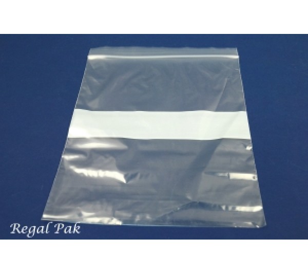 Reclosable 2 Mil White Band Zipper Bags (100 Pieces In A Pack) 8" X 10"