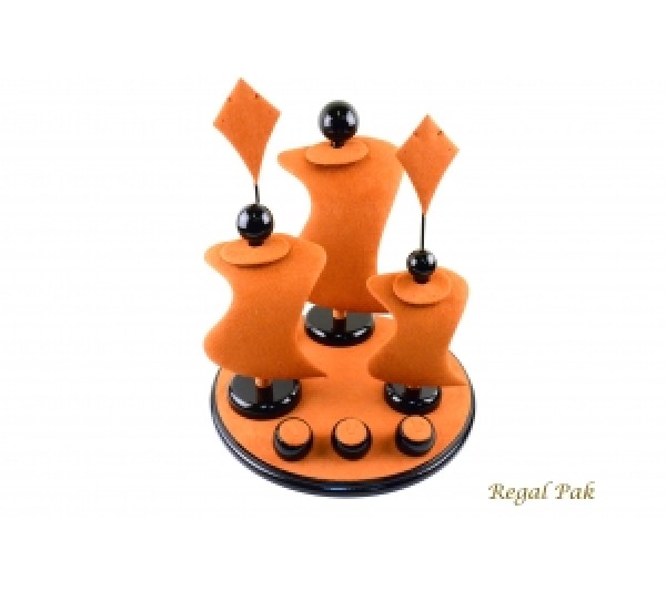 Elegant Orange Suede With Black Trim Display Set (9 Pcs) 13" X 13" X 14-1/2"H