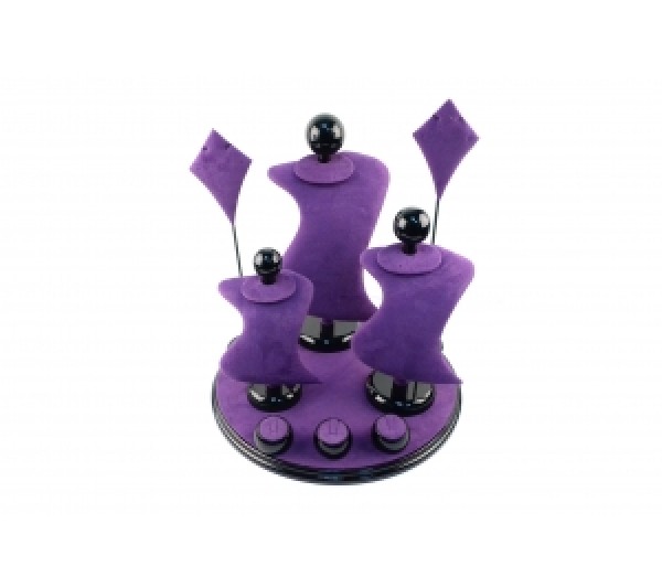 Purple Suede With Black Trim Display Set ( 9-Pcs) 13" X 13" X 14-1/2"H