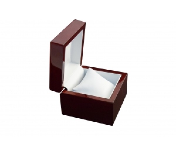 Glossy Rosewood Finish with white faux Leather Interior,  Watch Box 3 7/8' x 3 7/8' x 3' H