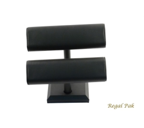 Black Leatherette T-Bar (Oval) For Bracelet And Bangle/Watch Two Levels Display 7-1/2" X 7"H