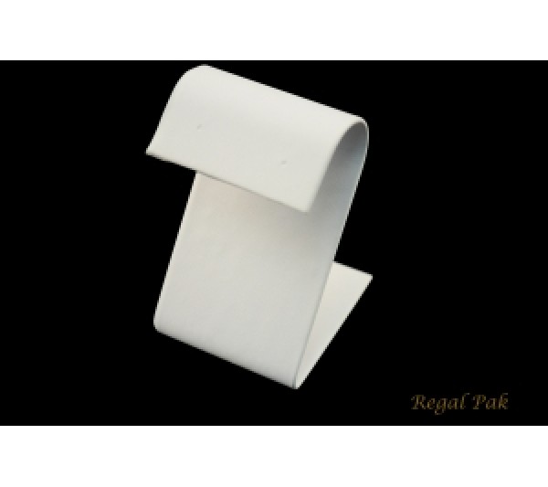 White Leatherette S Shaped Earring Stand 1-1/2" X 1-1/2" X 2-1/4"H
